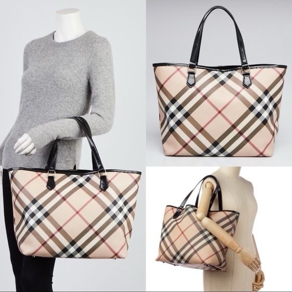 💯 Authentic Burberry LARGE Nova Check Tote Handbag Shoulder Bag - Picture 2 of 16